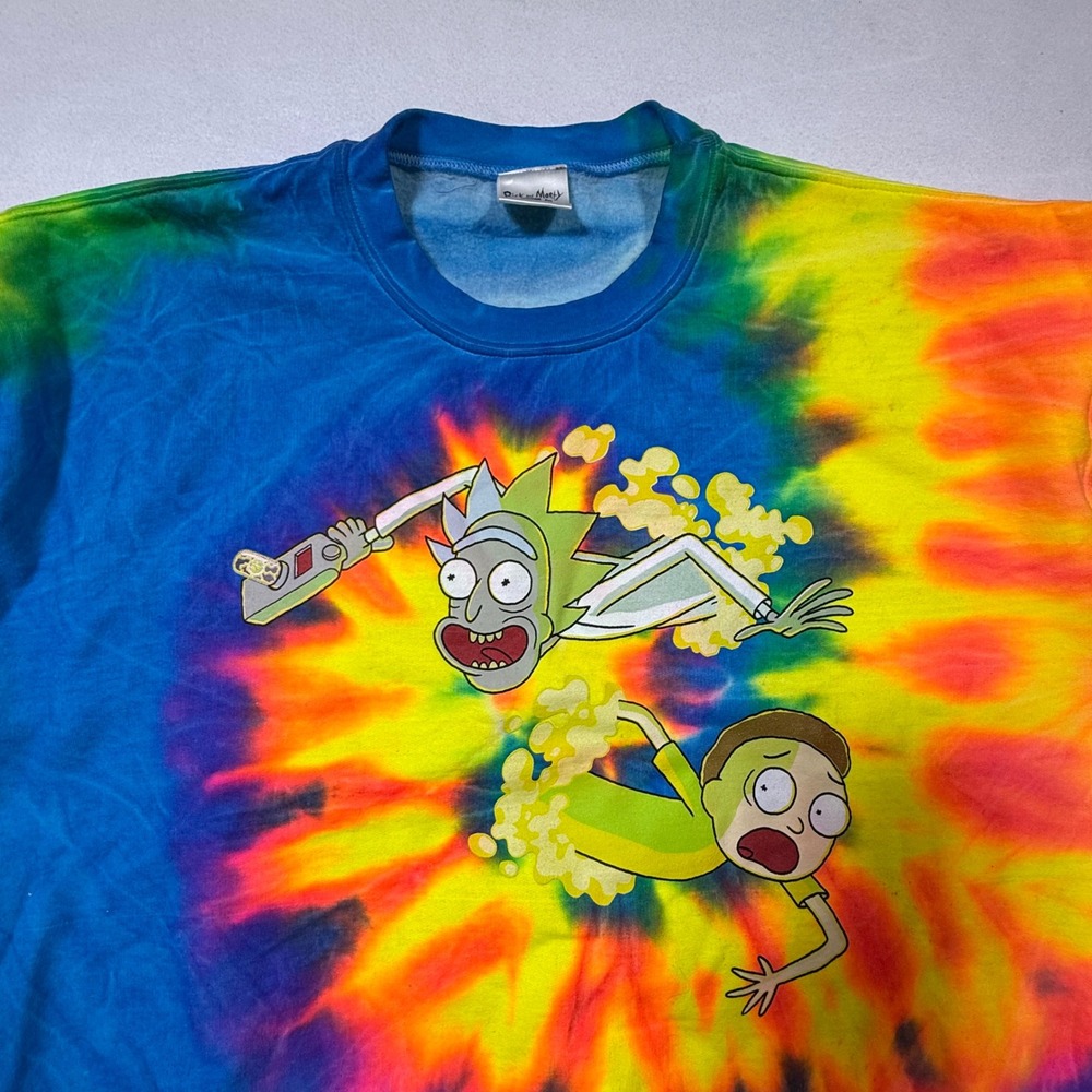 Rick and Morty Tie Dye Sweatshirt Oversized Mens Medium Cartoon Network